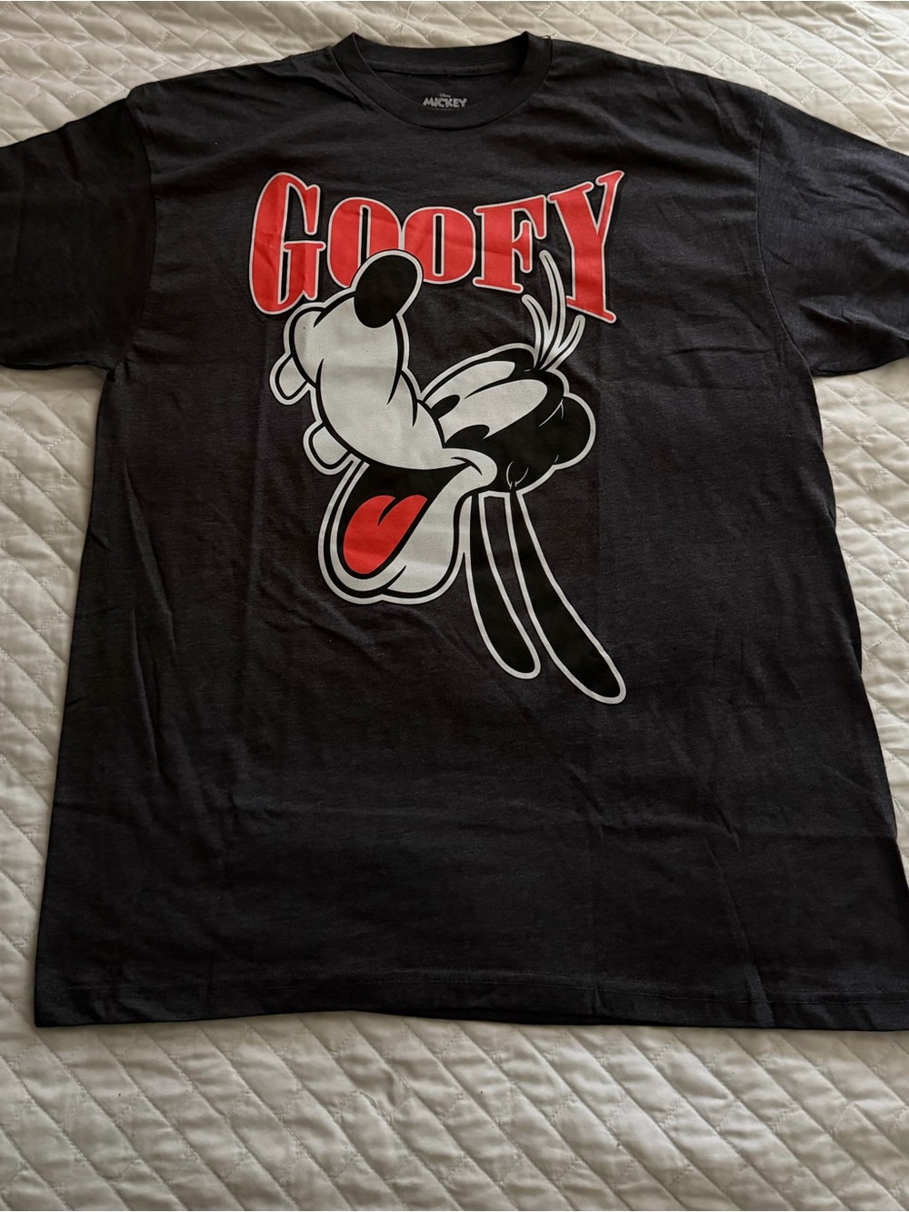 Disney Black Goofy Graphic Tee with Red Accents
